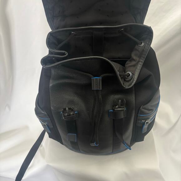 Michael Kors MK Black Nylon Leather Cooper Backpack Logo Patch Buckle Flap Bag main image 8